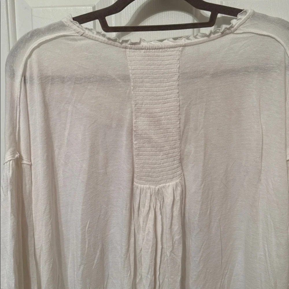 We the Free Free People Just a Henley Tie Front Top Blouse White Size S